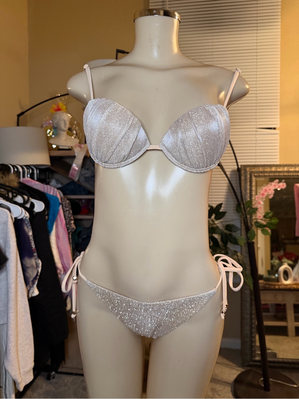 Calzedonia Gold Glitter Shimmer Bikini Set – Approx. Small
